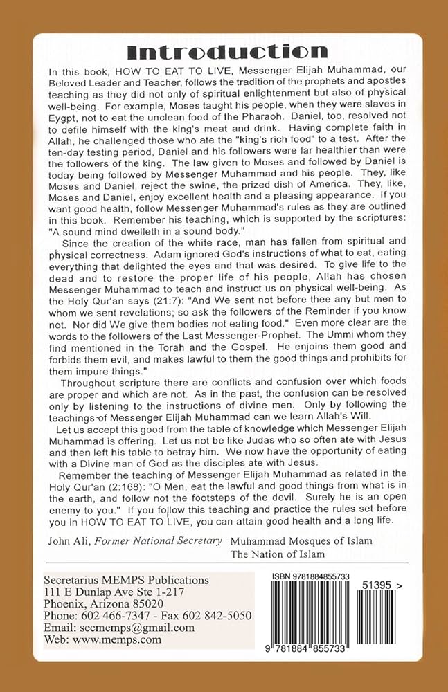 How to Eat to Live by Elijah Muhammad